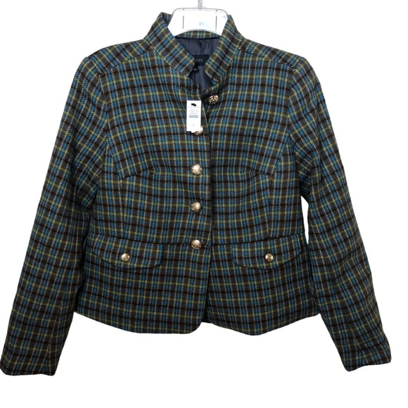 Talbots Shetland Officer Jacket Size 2 Wool Blend Apple Plaid Original Tag - Picture 4 of 13